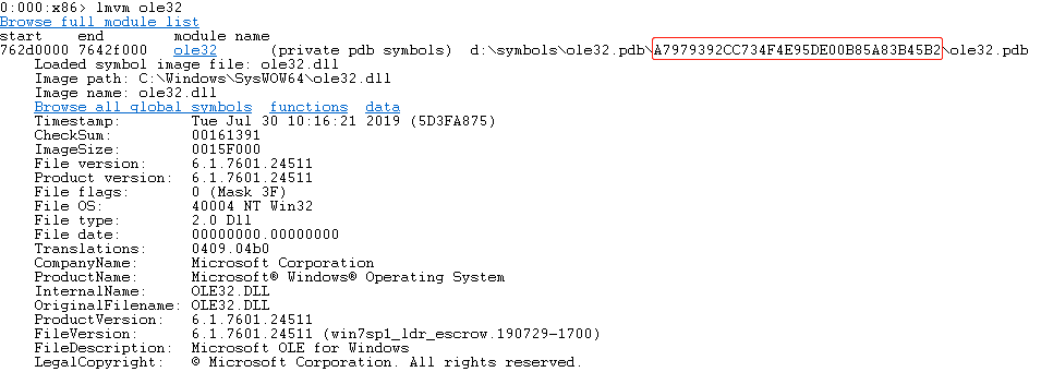 Windbg查看ole32模块信息